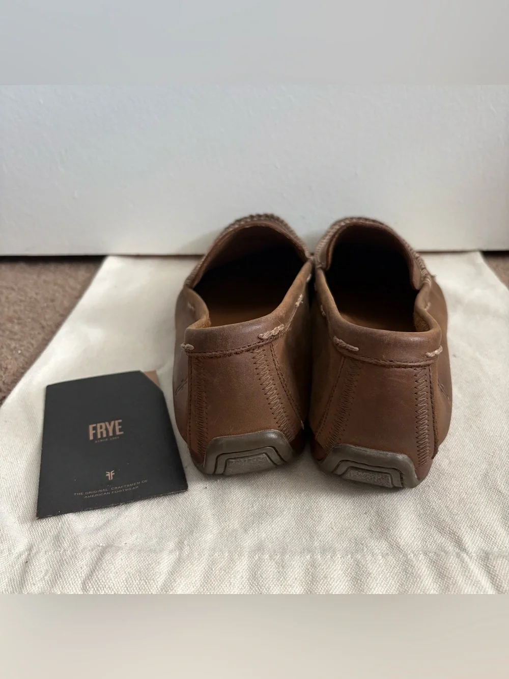 NEW Frye Lewis Venetian Brown Leather Slip-On Loafer Men's US 9.5